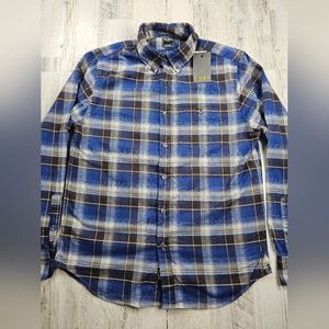Todd Snyder Blue Brown Plaid Flannel Button Down Long Sleeve Shirt Men's Size M